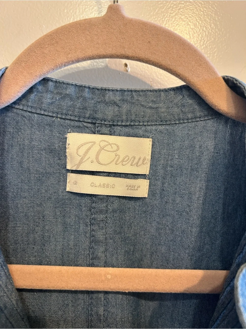 J. Crew Light Blue Pintuck Front Denim-Style Blouse